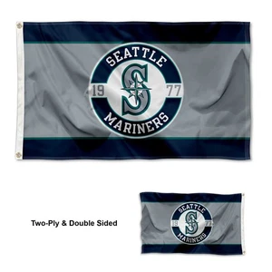 Seattle Mariners Double Sided Embroidered Flag - Picture 1 of 5