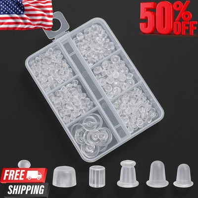 6 Estilos Respaldos de Pendientes de Silicona para Tachuelas, 600 Piezas Respaldos de Pendiente Suave Transparente H Foto 1 de 4
