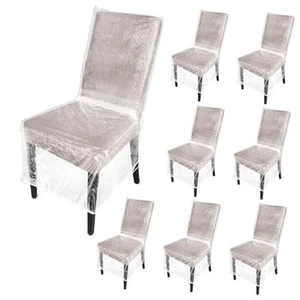 8 Pcs Plastic Dining Chair Covers Protectors Clear Protector Waterproof Seat - Picture 1 of 8