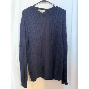 Preswick & Moore Herren Medium 100% Baumwolle Blau Zopfmuster Pullover Sweater - Bild 1 von 4