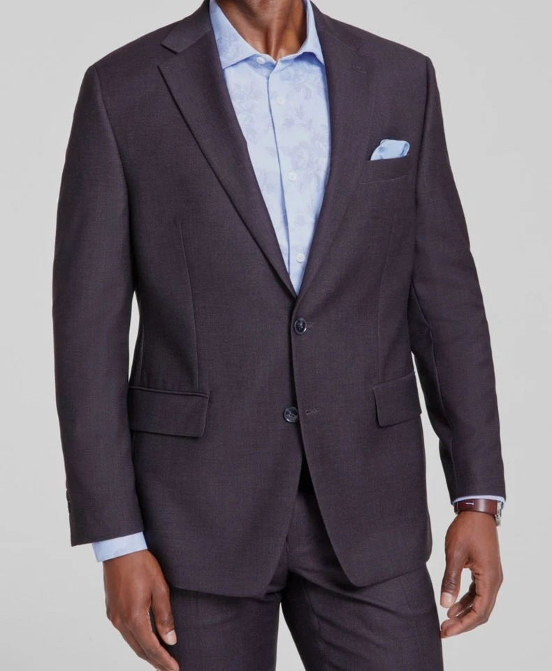 Tallia Suit Jacket 40 R Mens Dark Purple Classic Fit Stretch Blazer Sport Coat