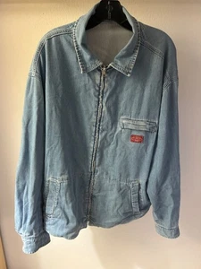 Vintage GAP reversible JACKET Hickory LARGE Blue Striped Chore Railroad Men's - Picture 1 of 21