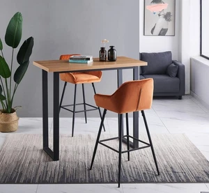 Bar Stool Table Counter Height Table U Shape Leg (White/Grey/Oak) - Picture 1 of 27