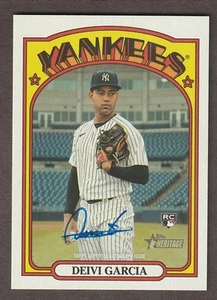 2021 Topps Heritage Real One Blue Ink On Card Autograph ROA-DG Deivi Garcia - Picture 1 of 2
