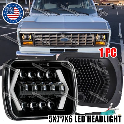 Faro LED 7x6" con intermitente DRL para Ford E-150 E-250 Econoline 1982-2012 Foto 1 de 4