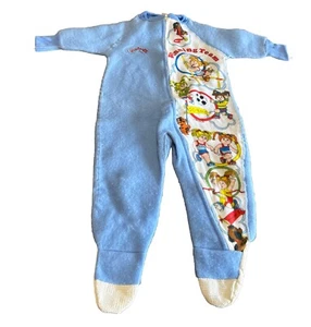 Pigiama vintage con cerniera per bambini squadra vincitrice squadra blu taglia 1 - Foto 1 di 2