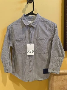 New Zara Kid's sz 7 Long sleeve Casual Button Down Shirt Boy's - Picture 1 of 9
