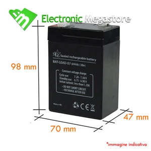 BATTERIA ERMETICA RICARICABILE A PIOMBO 6V Volt 4,5Ah 4,5A 4.5A EMERGENZA UPS - Foto 1 di 1