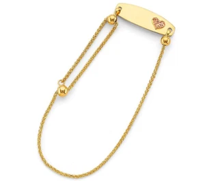 NEW 14K YELLOW GOLD ADJUSTABLE HEART ID BRACELET - Picture 1 of 2