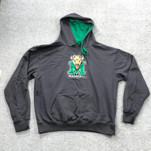 Marshall Thundering Herd Hoodie Men XXL 2XL Gray Green Hooded Sweatshirt Sweater Cover
