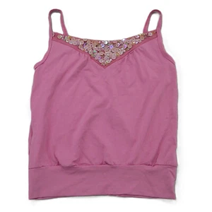 Monkey Wear Tank Top Girls 12 Pink Camisole Sleeveless Sequin Cami Party USA - Picture 1 of 9