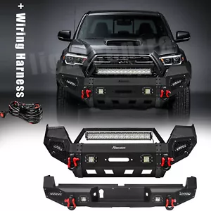 Protector de parachoques delantero trasero con luces LED y anillos en D para Toyota Tacoma 2016-2023 - Imagen 1 de 15