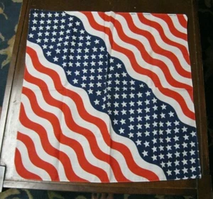 Vtg USA FLAG Stars Stripes RED WHITE BLUE Patriotic HANDKERCHIEF Biker BANDANA!! - Picture 1 of 7