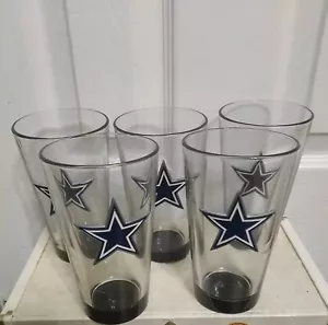 5 NFL Dallas Cowboys Biergläser mit Metallstern 14Oz Football Neu - Bild 1 von 4