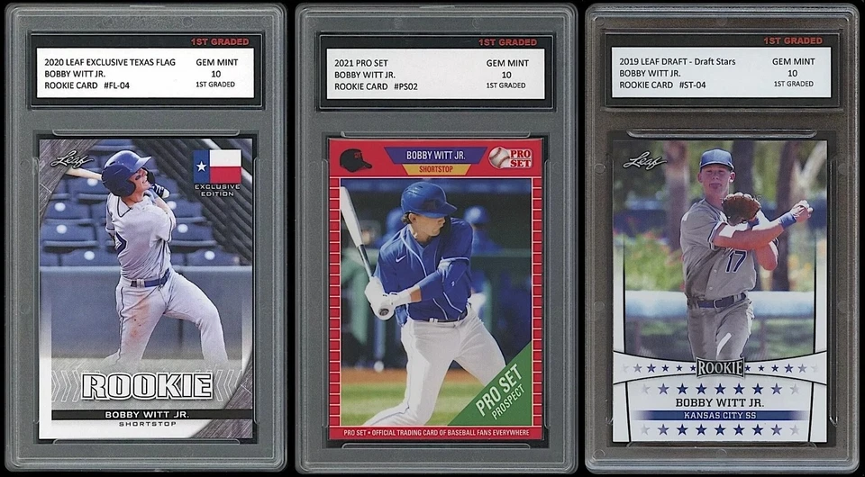 Bobby Witt Jr 2019-2021 Leaf Flag/Pro Set/Stars 1st Graded 10 Rookie Card Royals - Image 1 of 1