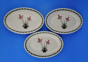 Vintage McNicol China 7" Oval Plates Poinsettia Pattern Set/3 - Picture 1 of 11