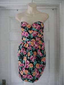 New Look Strapless Floral Dress Ladies Size 10 Summer Evening Party Womens