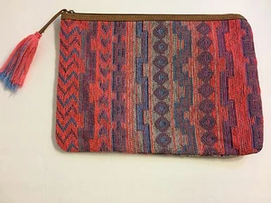 NUEVO TEJIDO TRIBAL BORLA MAQUILLAJE COSMÉTICOS MONEDERO BOLSO CLUTCH BOHO DE VIAJE - Imagen 1 de 4