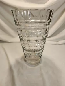 Vintage Josef Hoffmann Moser Large Clear Glass 10 Sided Vase 9 3/4" Tall - Picture 1 of 11