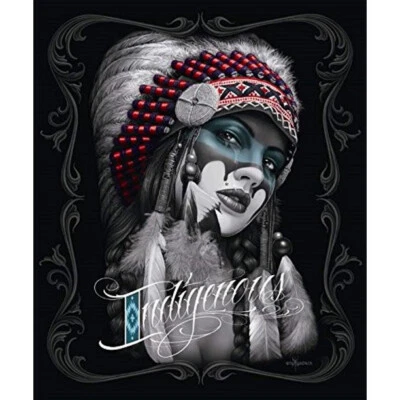 Native American Lady Warrior Blanket, Plush Queen Size Throw, Warm & Soft - Image 1 of 3