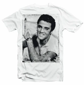 Elvis Presley Tattoo The King of Rock and Roll white printed t-shirt 9415 - Picture 1 of 2