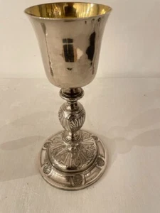 Hermoso cáliz francés antiguo de plata de ley siglo XIX 26 cm - Imagen 1 de 9