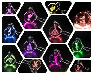 CRYSTAL LED KEYRING TINKERBELL  HARRY POTTER UNICORN Fairy Mermaid AND SUPERHERO - Picture 1 of 80