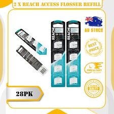 2 x 28pk Reach Access Flosser Wax Coated Refill Disposable Heads Dental Floss