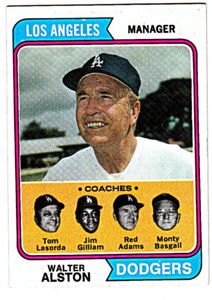 1974 TOPPS #144 WALTER ALSTON & TOM LASORDA Los Angeles Dodgers Baseball Card