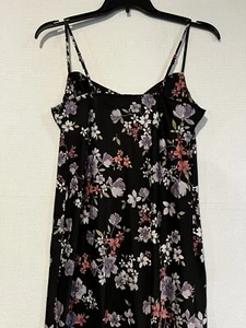 Women’s Dark Romantic Floral Satin Slip Dress Cowl Neckline Fairy Goth Sz Large - Picture 1 of 9