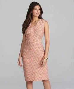 Alex Marie Carmen Orange Pink Multi-color Sheath Work Social Dress 8 $119 - Picture 1 of 5