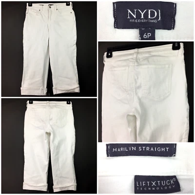 NYDJ Jeans Womens Sz 6 Petite (28-29 in Waist) White Marilyn Straight Crop Pants - Image 1 of 4