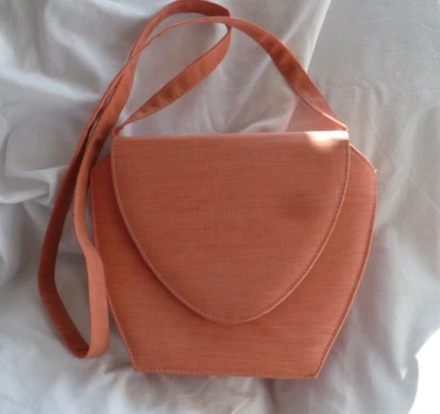 Jacques Vert Peach Orangey Pink Linen-look Material Shoulder Bag - Image 1 of 4