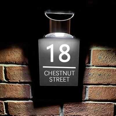 2026 Solar Illuminated House Number Sign Personalized Door Plaque Weatherproof - image 1 of 4