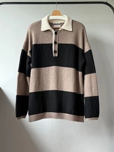 Polo Our Legacy 21AW Big Piquet Rugby Stripe Marrone/Nero Maglia Taglia 48 - Foto 1 di 12