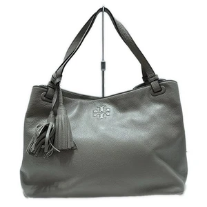 Auth TORY BURCH - Gray Beige Leather Tote Bag - Picture 1 of 8