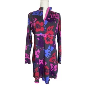 Coolibar Floral Sun Dress UPF 50 Gray Pink Purple Blue size Medium - Picture 1 of 8