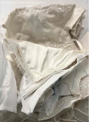 Bebé Niñas Blanco Encaje Descanso En Sus Brazos Vestido Ángel Sin Talla Lote De Contenedor Foto 1 de 4