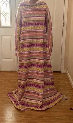 Justice Girl’s Snuggie Pink Purple Yellow Green Love Hearts Warm Lounge - Image 1 of 2