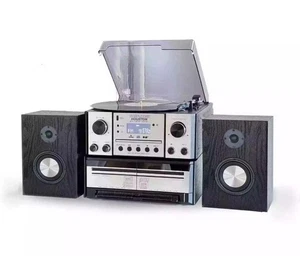 STEEPLETONE Silver Houston 6 In 1 Music Centre Vinyl Record Player, New - Picture 1 of 2