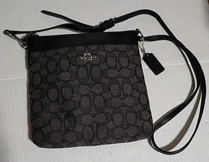 Coach Kitt Messenger Adjustable Crossbody Handbag Black Jacquard Hard Find Rare - Picture 1 of 24