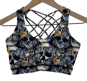 Sujetador Top Engranaje Constantemente Variado CVG Miel Metamorfosis Calavera Mariposas Talla S - Imagen 1 de 3
