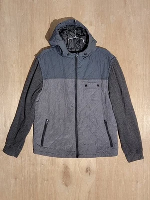 American Rag Cie Mens XL Gray Quilted Hooded Jacket Full Zip Long Sleeve Pockets - Image 1 of 4