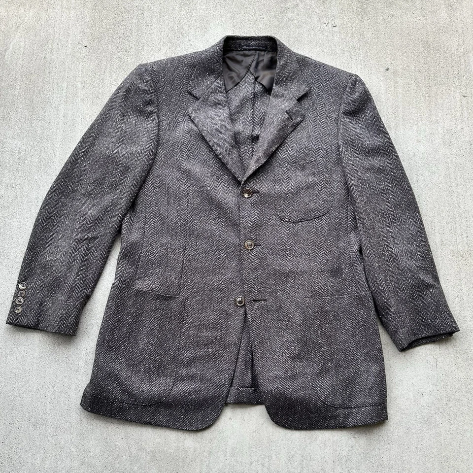 Blazer Ermenegildo Zegna cachemir puro talla 42 marrón espiga Foto 1 de 4