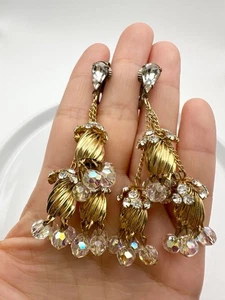 Vintage Hattie Carnegie crystal chandelier drop clip on Earrings - Picture 1 of 7