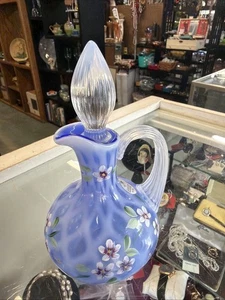 Crueta Fenton Azul Opalescente Diamante Óptico Pintada a Mano Pedido Especial - Imagen 1 de 4