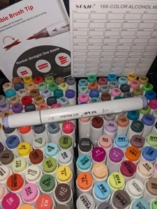 Alcohol Markers Brush & Fine - 168 Colors Double Tipped Art Markers for Adults - Picture 1 of 11