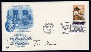 1987 New Jersey Statehood (2238) Signed Gov. TOM KEAN (Sr) Artcraft FDC TB882 - Picture 1 of 1