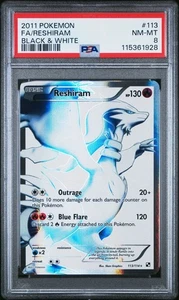 Pokemon 2011 Blanco y Negro Reshiram #113/114 Arte Completo Ultra Raro PSA 8 - Imagen 1 de 5