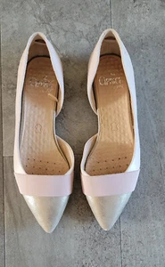 Ballerina seitlich offen, Caprice Gr. 6, Leder, silbergrau mit Babyrosa glänzend - Bild 1 von 5